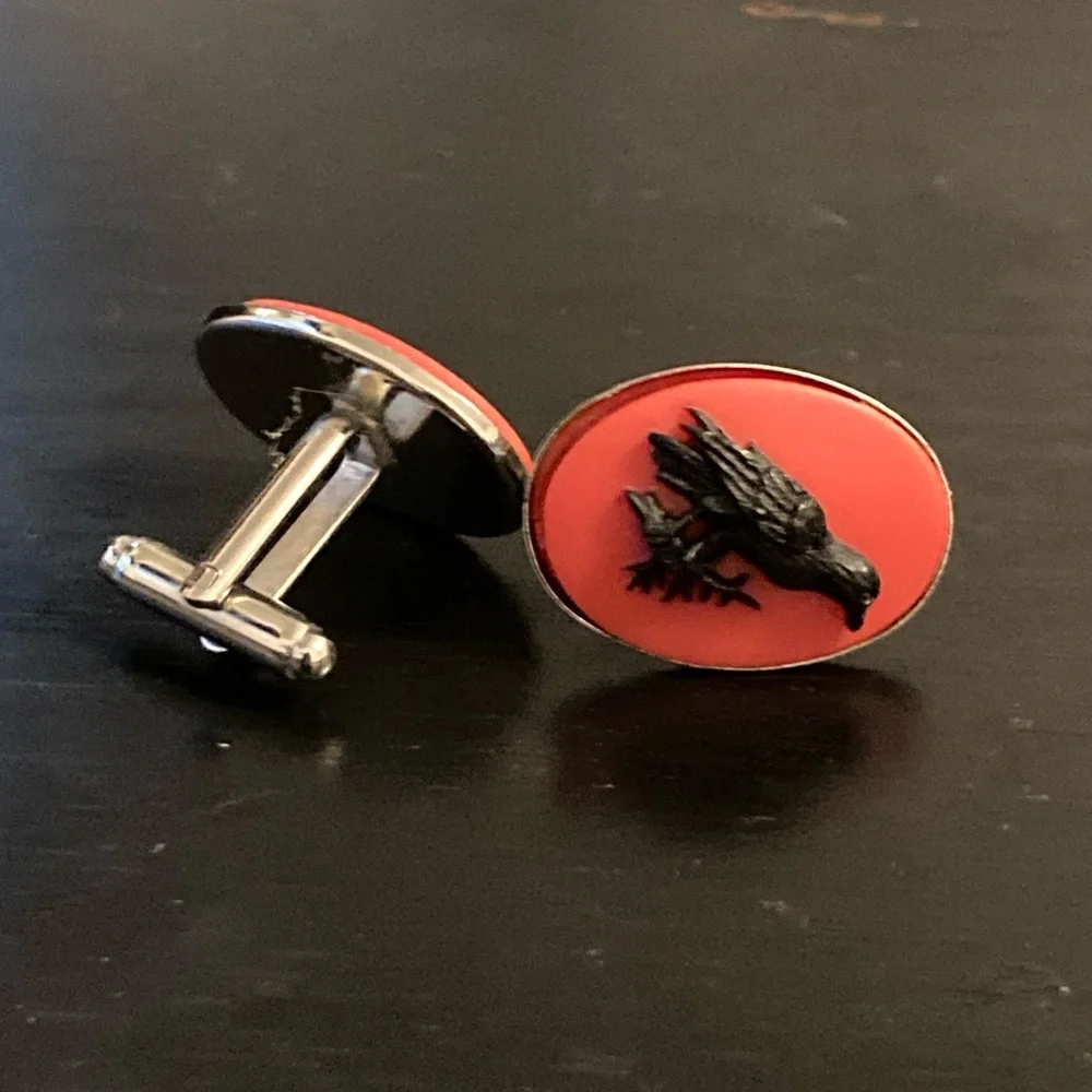 Black Raven Cameo Oversized Cufflinks